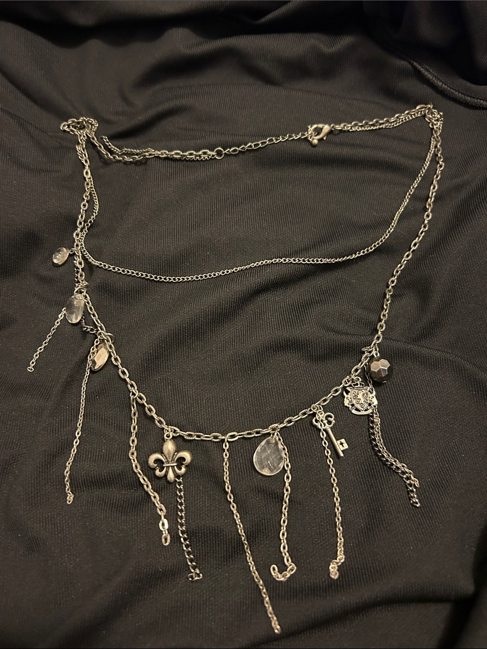 Silver Multi-Charm Layered Necklace - Women's Jewelry